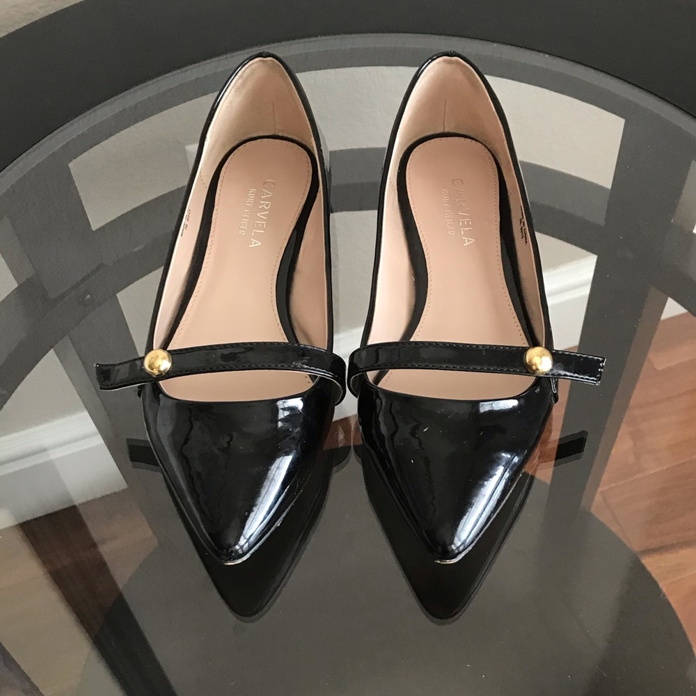 Kurt Geiger Carvela Black Patient Leather Flats